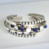 6mm Mother of Pearl and Lapis Cuff