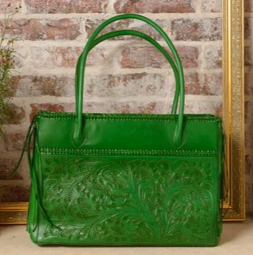 Augustina Hand-Tooled Leather Purse Purse Hide and Chic Green  