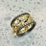 Yellow Gold and Blackened Open Maltese Cross Band