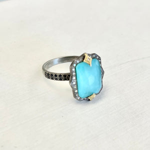 Turquoise Doublet Multi Stone Band Ring