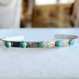 4MM Hammered Sterling Silver & Turquoise Cuff