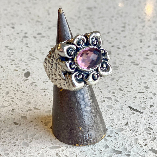 Callalily Top Ring with Pink Topaz Rings Dian Malouf   