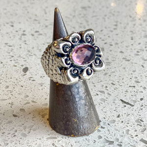 Callalily Top Ring with Pink Topaz