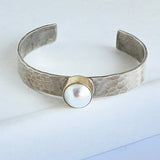 Pearl Cuff with Gold Bezel