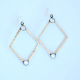 Large Open Rhombus Earrings with Mother of Pearl