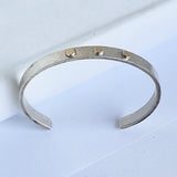 6mm Sterling Hammered Cuff with 3 Gold Dots