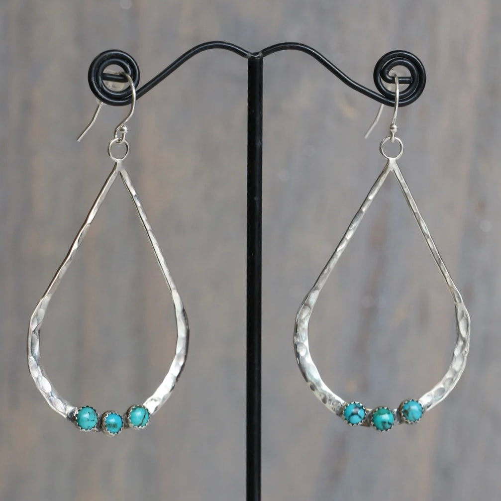Teardrop Sterling Silver & Turquoise Earrings Earrings Richard Schmidt   