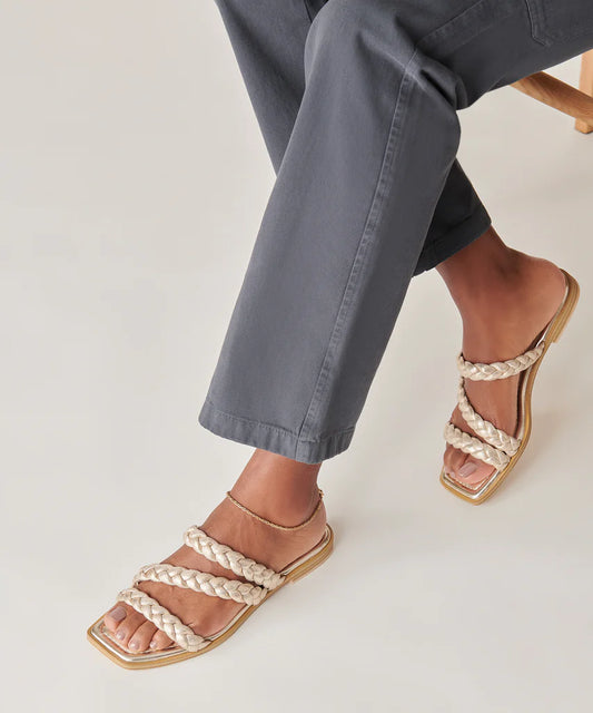 Iman Sandals - Light Gold Stella Suede Sandals Dolce Vita   