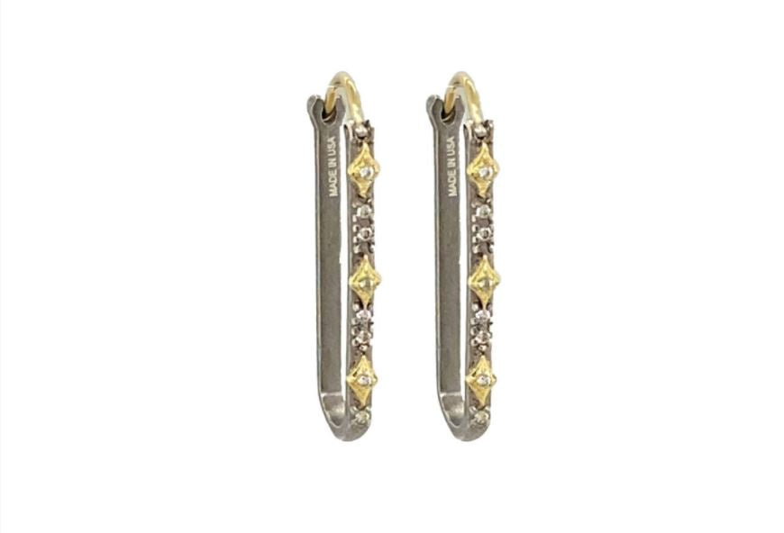 26mm Paper Clip Crivelli White & Champagne Diamonds Earrings Earrings Armenta   