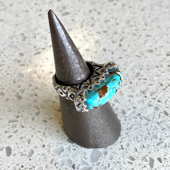African Zigzag Ring with Stone