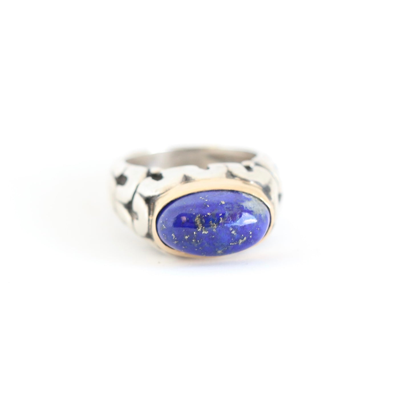 Small Blue Lapis Stone with Gold Bezel Ring Rings Dian Malouf   