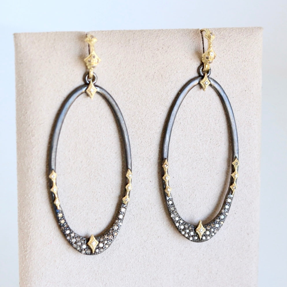 Open Oval Crivelli & Pave Champagne Diamonds Drop Earrings Earrings Armenta   
