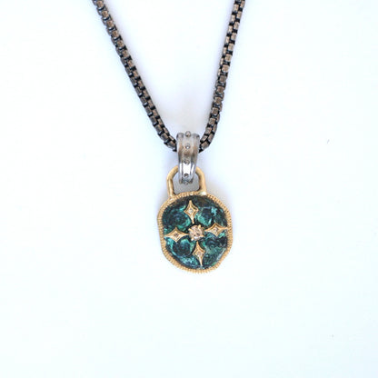 18Kt Green Patina Artifact Shield Pendant Necklace Necklaces Armenta   