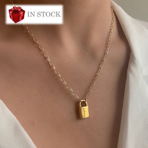 Secret Identity Initial Lock Necklace Necklaces Farrah B Jewelry   