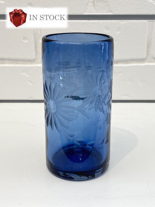 Mexico Condessa Glass Tumbler - French Blue Tumblers Rose Ann Hall Designs   