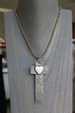 Engraved Cross Pendant with MOP Heart