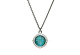 Turquoise with Champagne Diamonds Silver Necklace