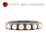 Eternity Stack White Pearls Band Ring