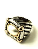 Rectangle Pearl Lined Shank Ring