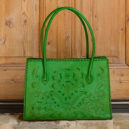 Alejandra Hand-Tooled Leather Purse Purse Hide and Chic Green  