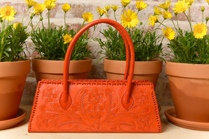 Marisol Hand-Tooled Leather Shoulder Purse Purse Hide and Chic Orange  