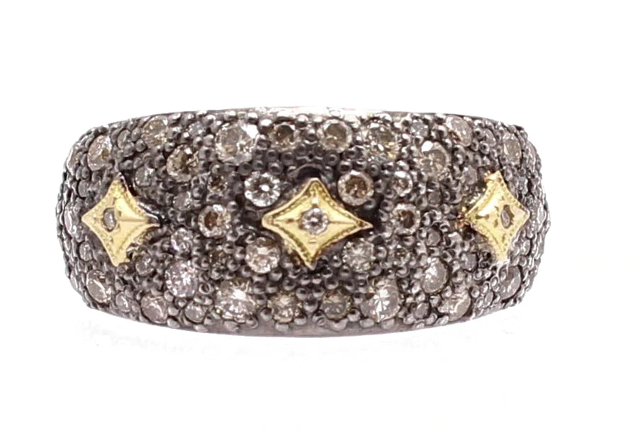 Wide Band Pave Diamonds Ring Rings Armenta   