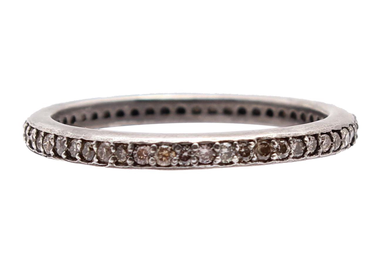 Silver Stack Band with Champagne Diamonds Rings Armenta