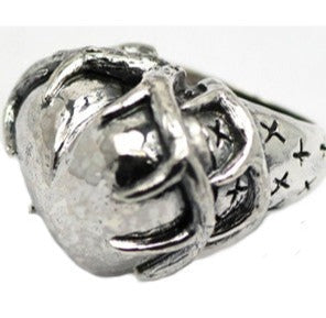 Large Deer Heart Ring Rings Dian Malouf All Silver 5 (Allow 6-8 weeks) 