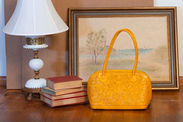 Alicia Hand-Tooled Leather Purse Purse Hide and Chic Yellow  