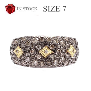 Wide Band Pave Diamonds Ring