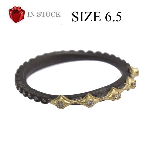 Crivelli Stack Gold and Blackened Sterling Silver Band Ring