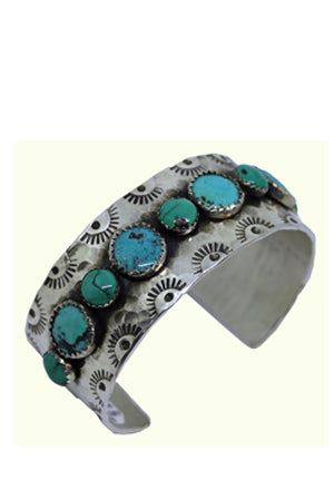 Stamped Cuff with Turq Stones