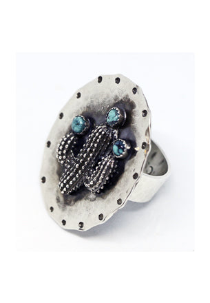 Cactus Ring with Turquoise Rings Richard Schmidt   