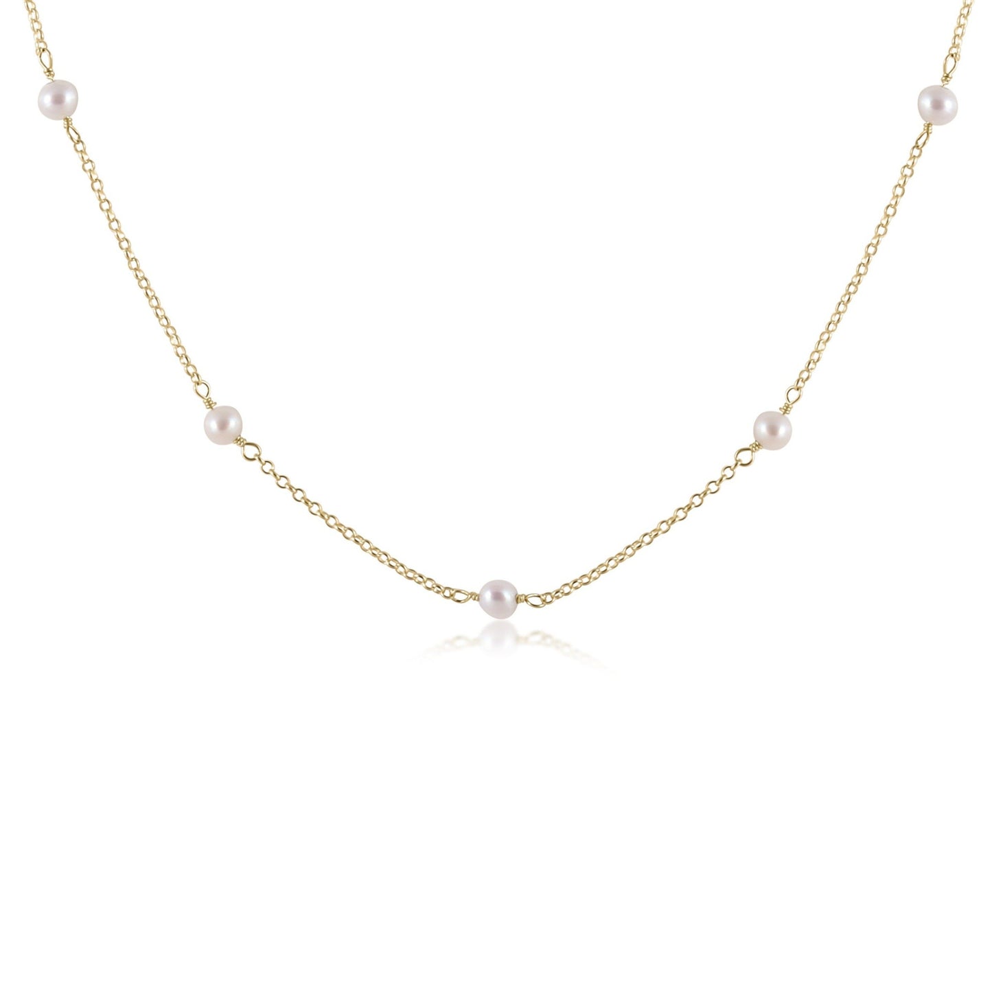 Simplicity Gold Choker - 4mm Pearl Beads Necklace Enewton   