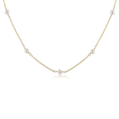 Simplicity Gold Choker - 4mm Pearl Beads Necklace Enewton   