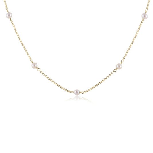 Simplicity Gold Choker - 4mm Pearl Beads Necklace Enewton   