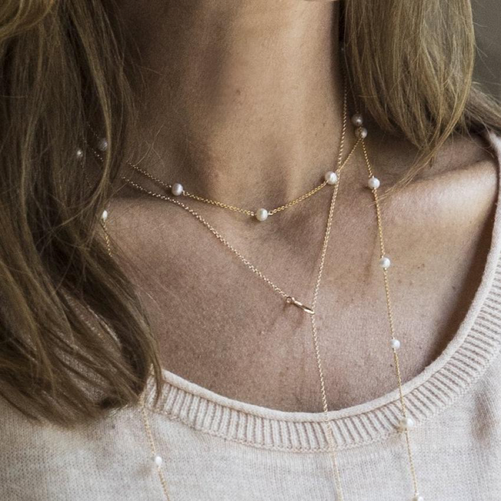 Simplicity Gold Choker - 4mm Pearl Beads Necklace Enewton   