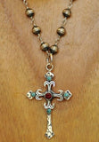 Garnet & Turquoise Cross Pendant