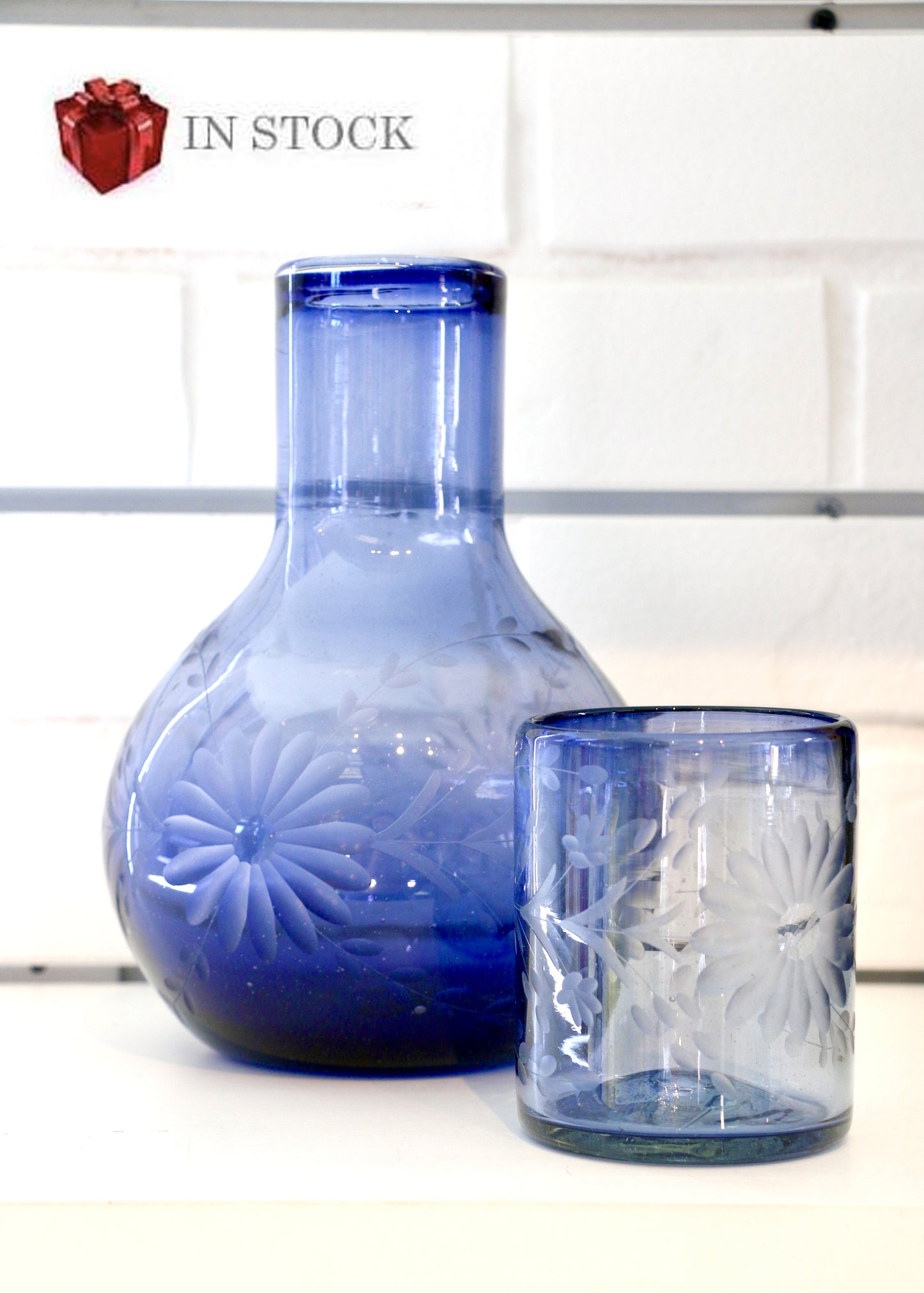 Mexico Condessa Bedside Glass Vase - French Blue Bedside Vases Rose Ann Hall Designs   