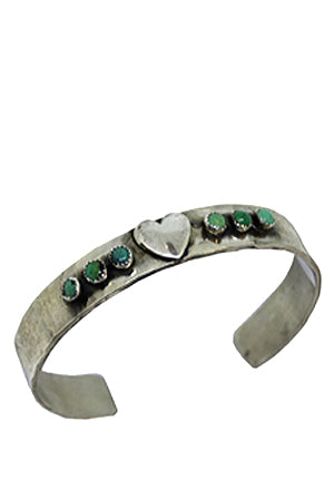 Heart and Turquoise Stones Cuff Cuffs Richard Schmidt   