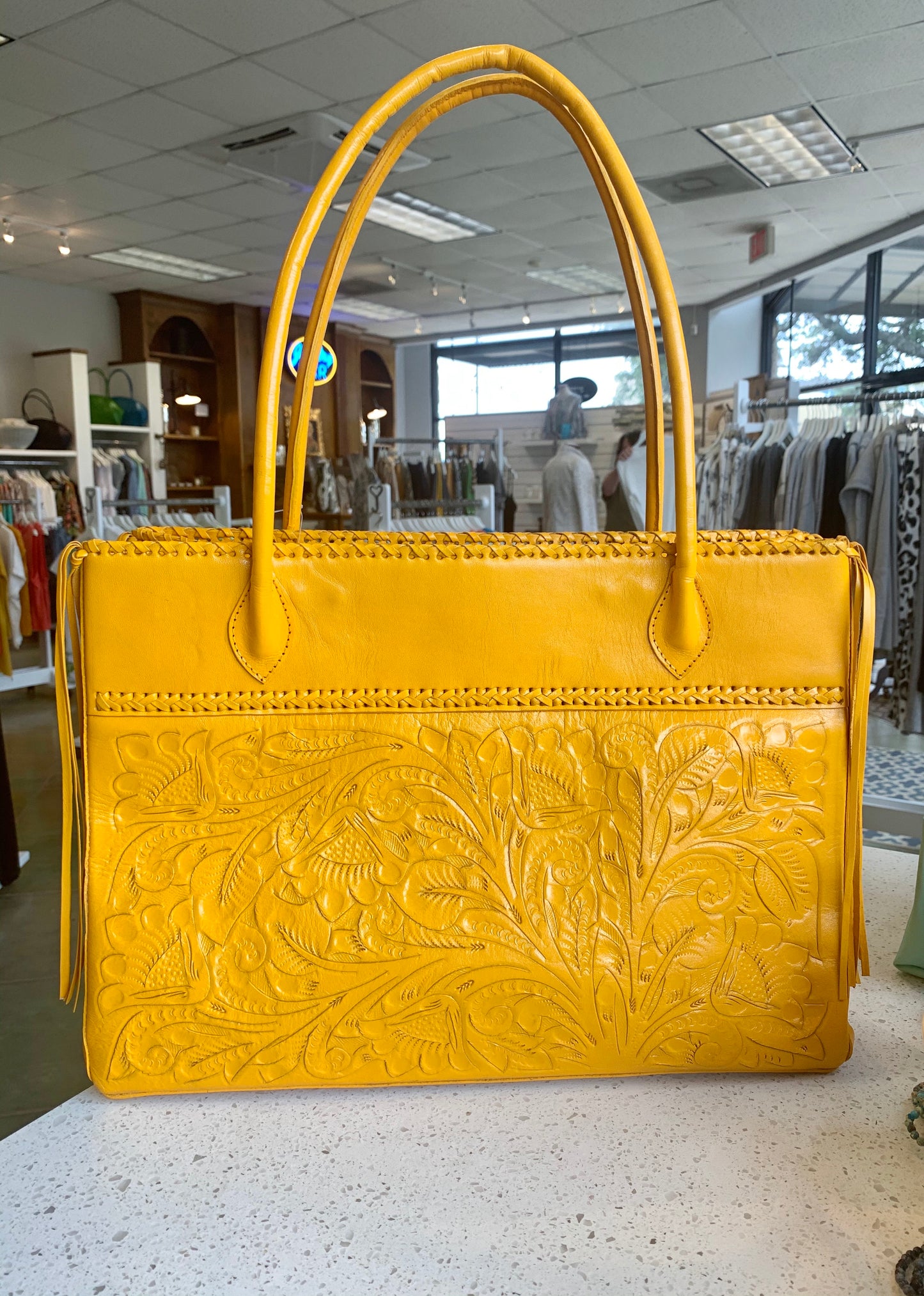 Augustina Hand-Tooled Leather Purse Purse Hide and Chic Yellow  