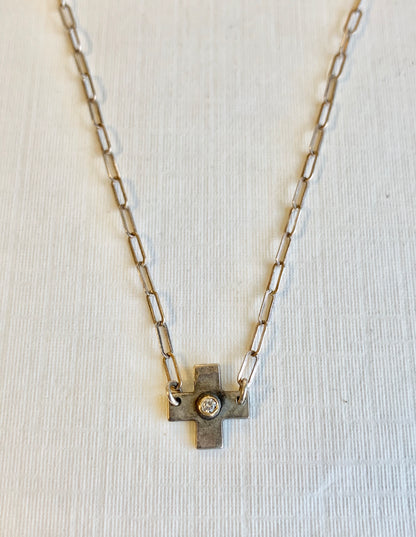 Dainty Kelly Cross with Diamond Necklace Necklaces Richard Schmidt   