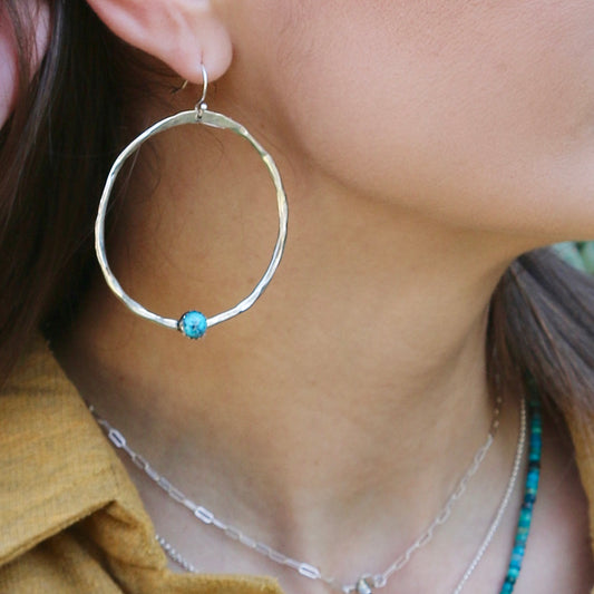 Wide Circle w/ Turquoise Dangle Earrings Earrings Richard Schmidt   