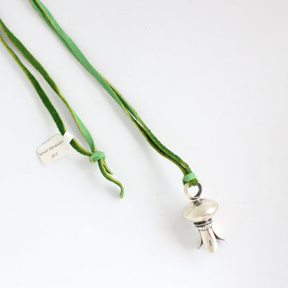 Squash Blossom on Green Leather Cord Necklace Necklaces Shoofly   