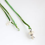 Squash Blossom on Green Leather Cord Necklace