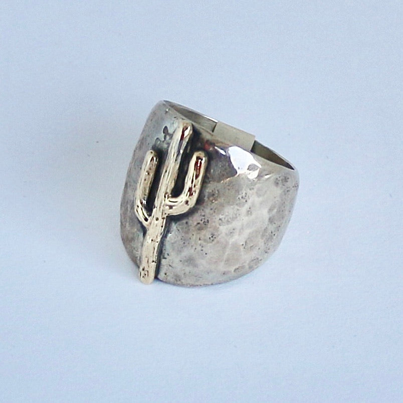 Hammered Ring with Gold Cactus Rings Richard Schmidt   