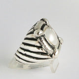 Rectangle Pearl Lined Shank Ring