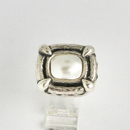Rectangle Pearl Lined Shank Ring Rings Dian Malouf   