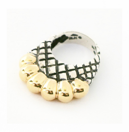 Scallop Stacker Ring Rings Dian Malouf Silver/Gold 5 (Allow 6-8 weeks) 