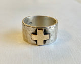 Gold Cross Hammered Ring